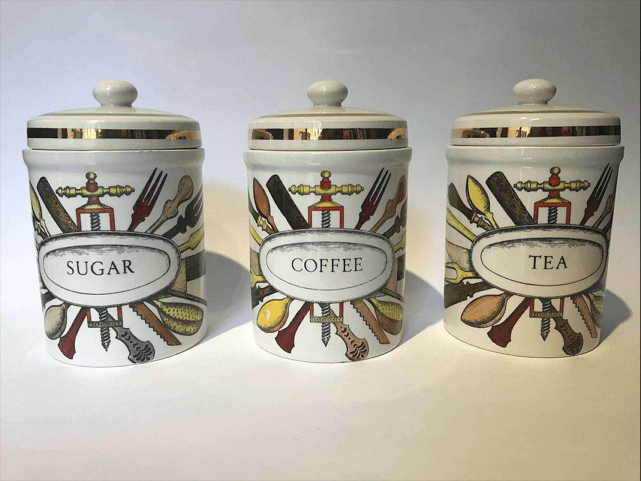 Set di 3 vasetti da cucina Fornasetti anni '50 2