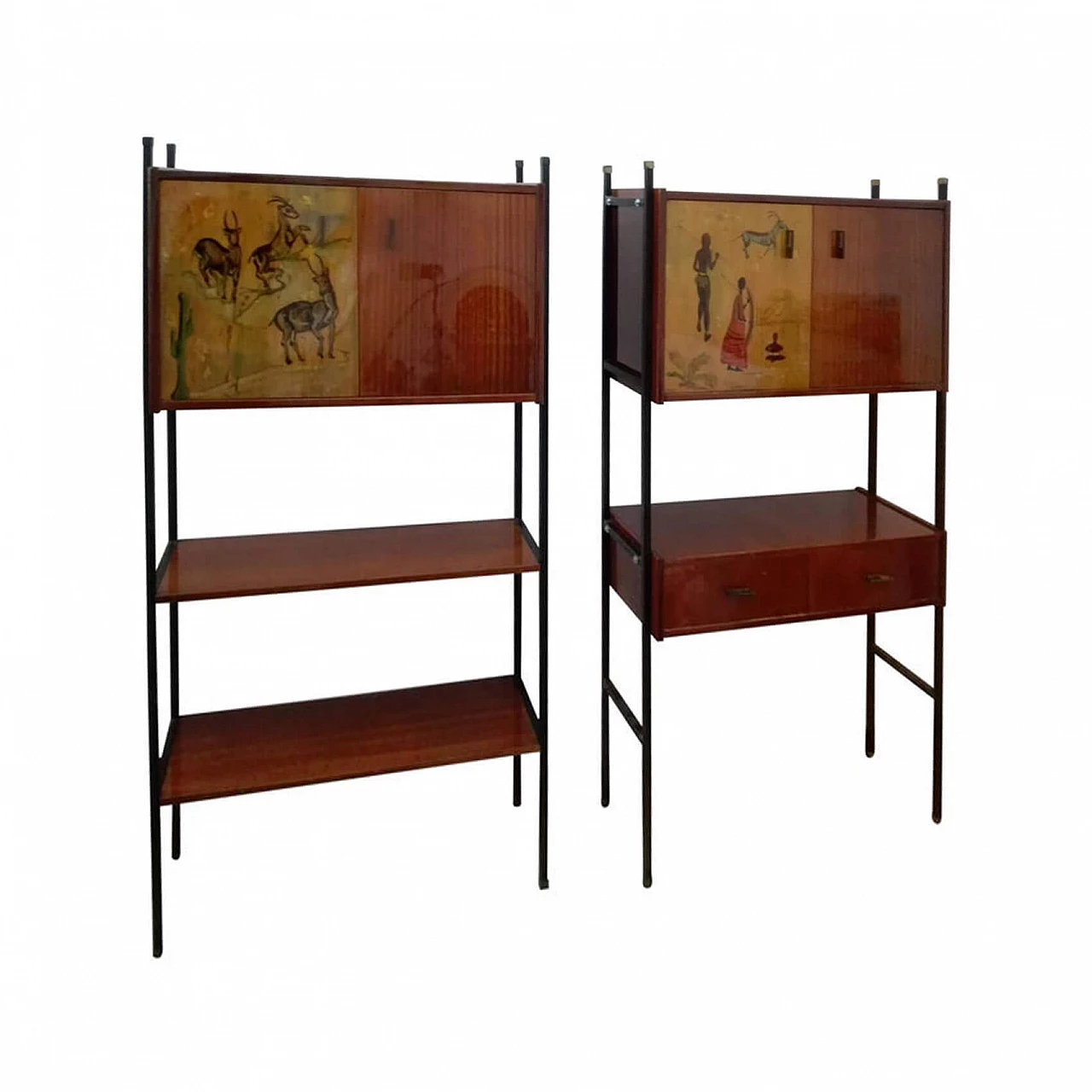 Living room bookcase, wood and metal 1077262