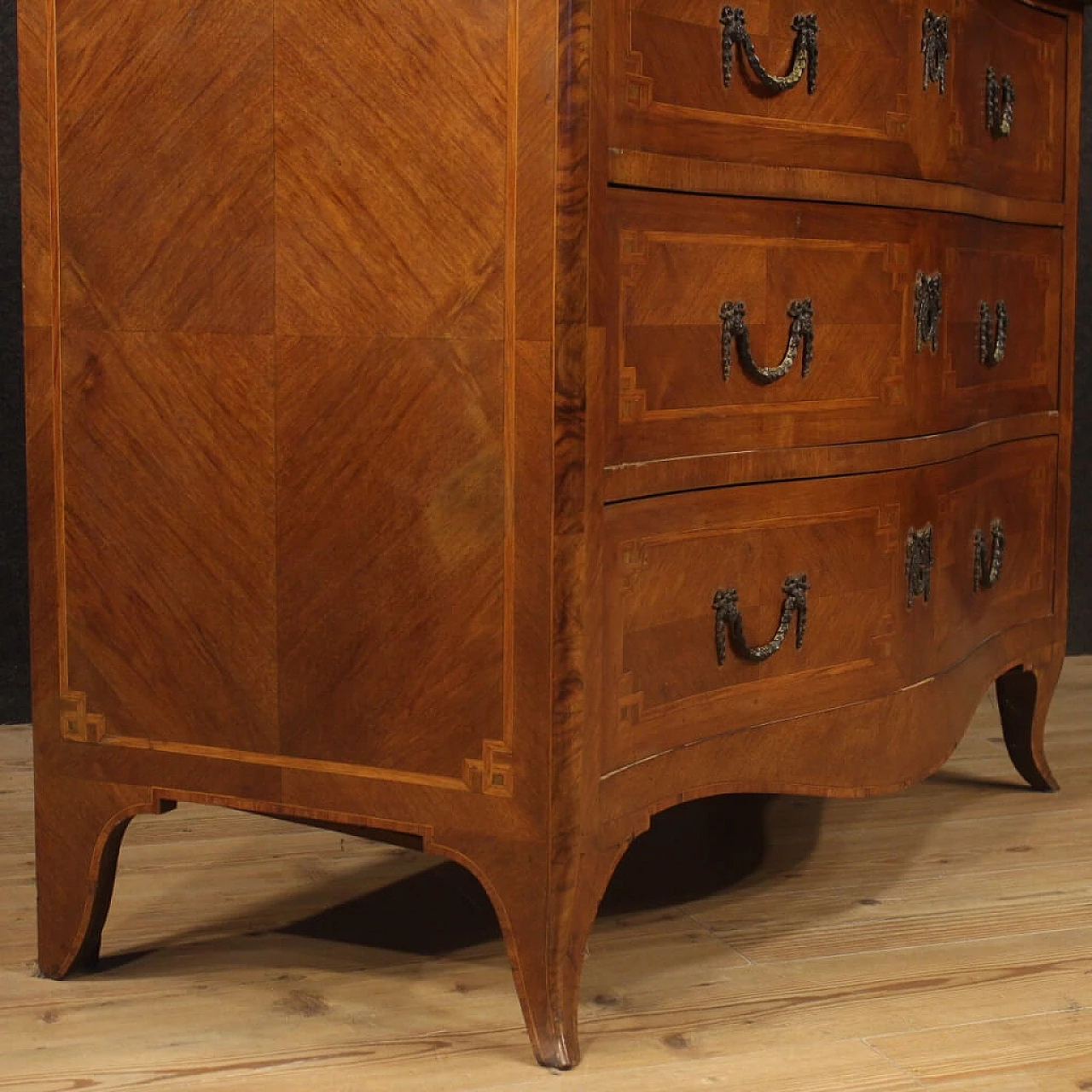 Louis XV style panelled and inlaid wood commode 1077389