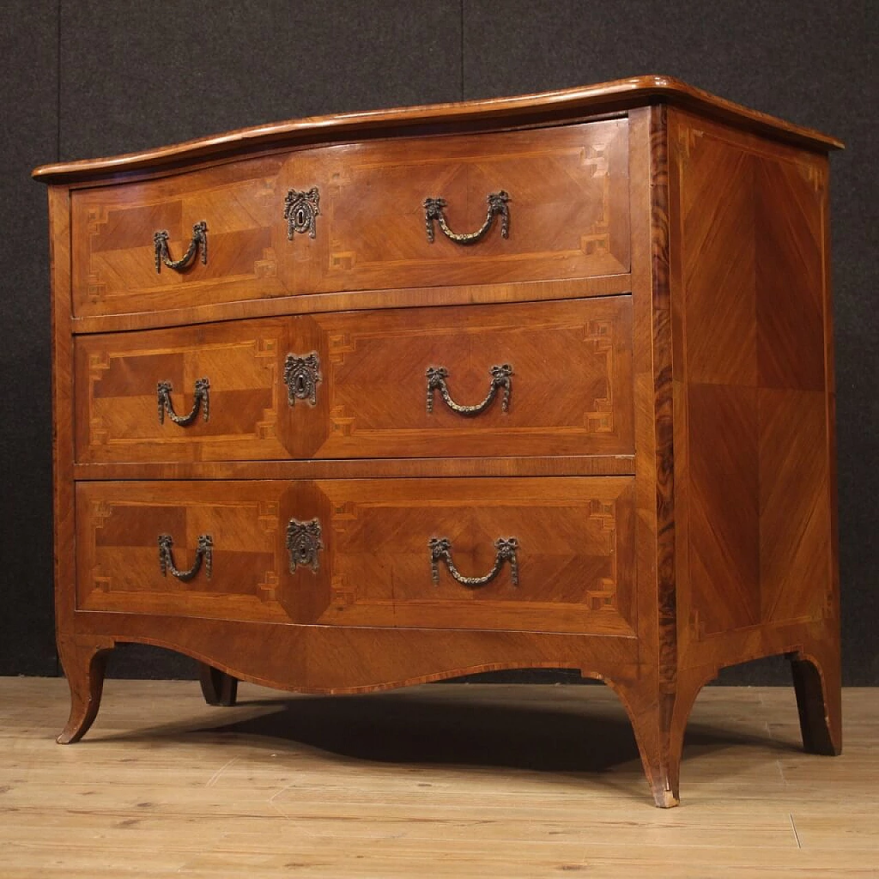 Louis XV style panelled and inlaid wood commode 1077390