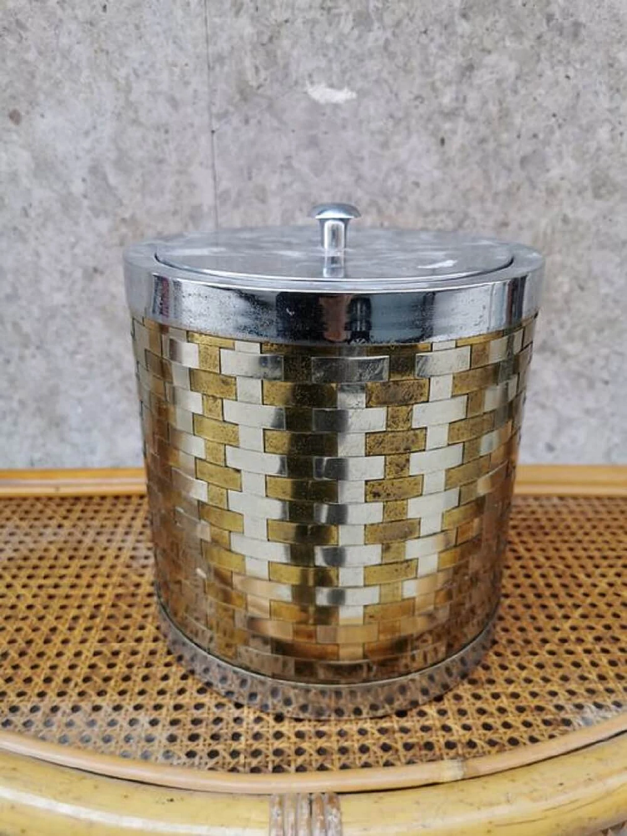 Icebox in steel and brass, attributed to Romeo Rega 1077419