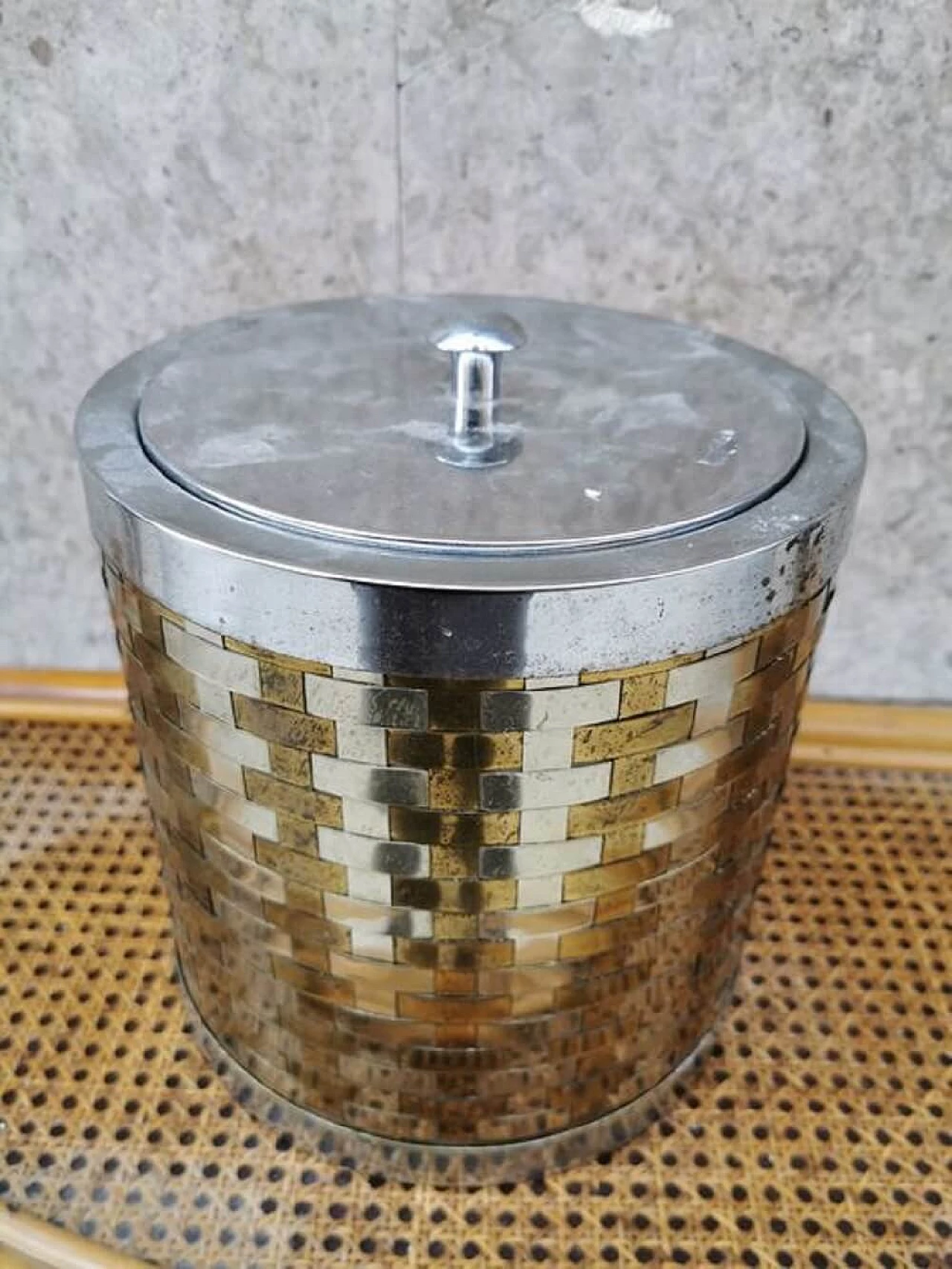 Icebox in steel and brass, attributed to Romeo Rega 1077420