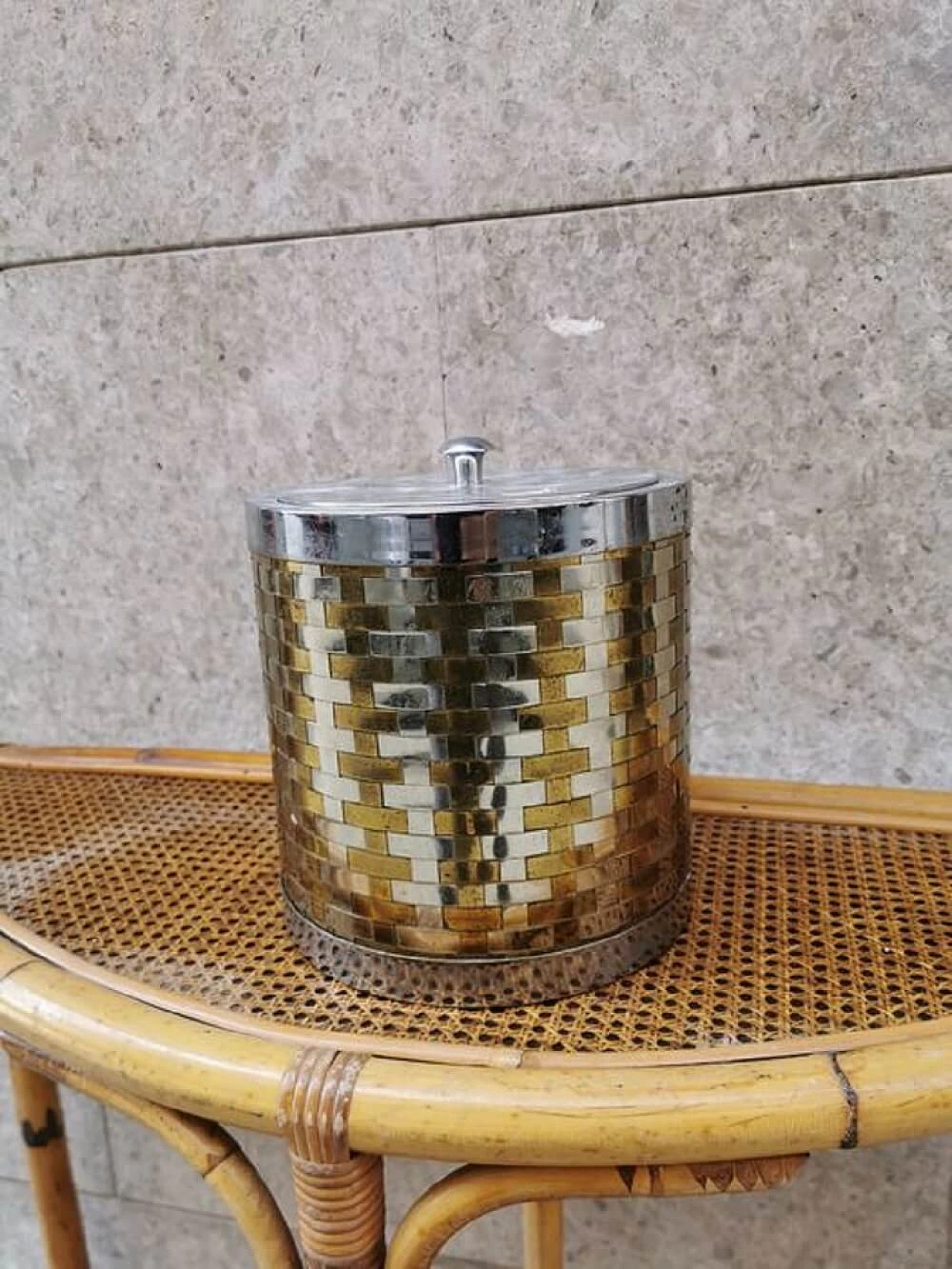 Icebox in steel and brass, attributed to Romeo Rega 1077423