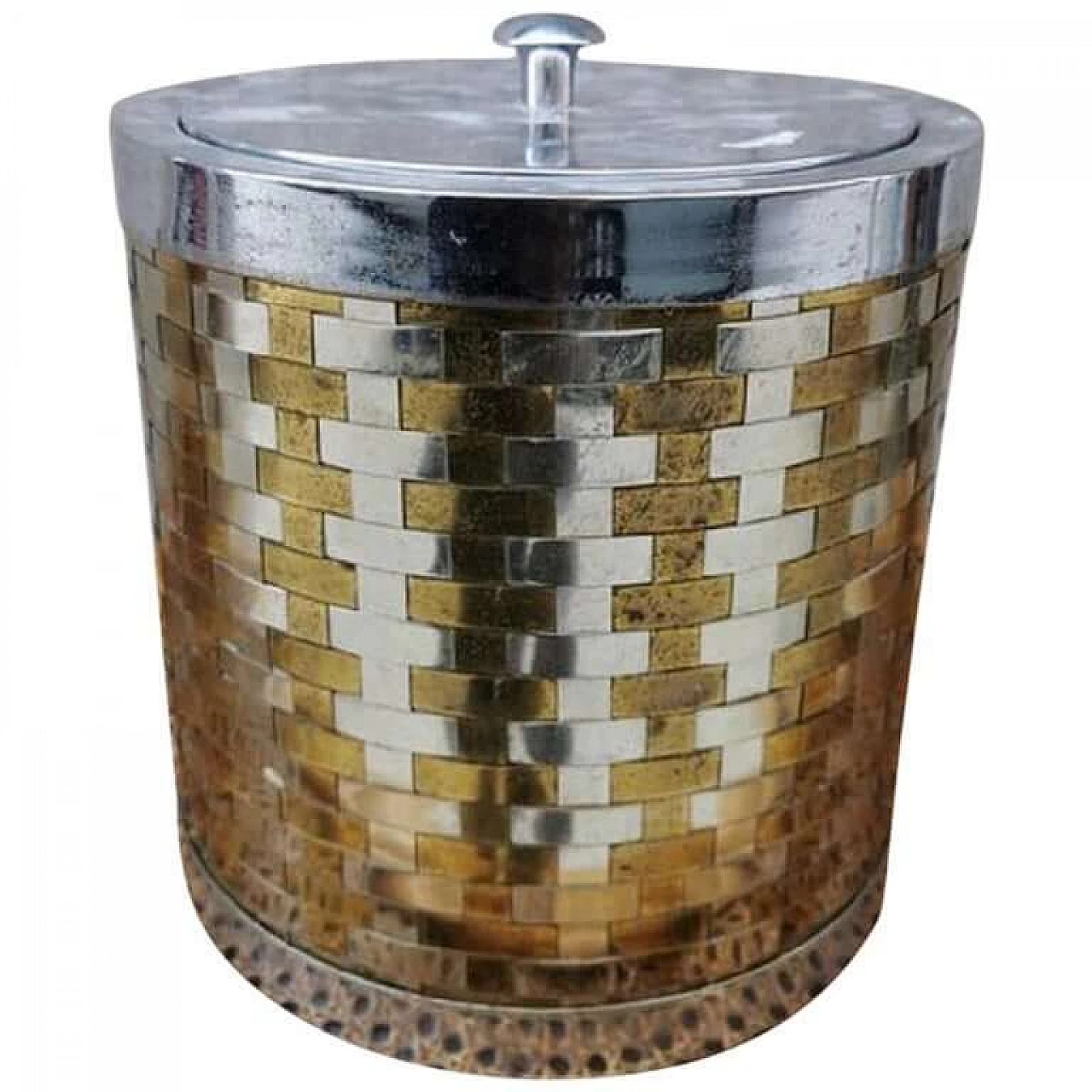 Icebox in steel and brass, attributed to Romeo Rega 1077425