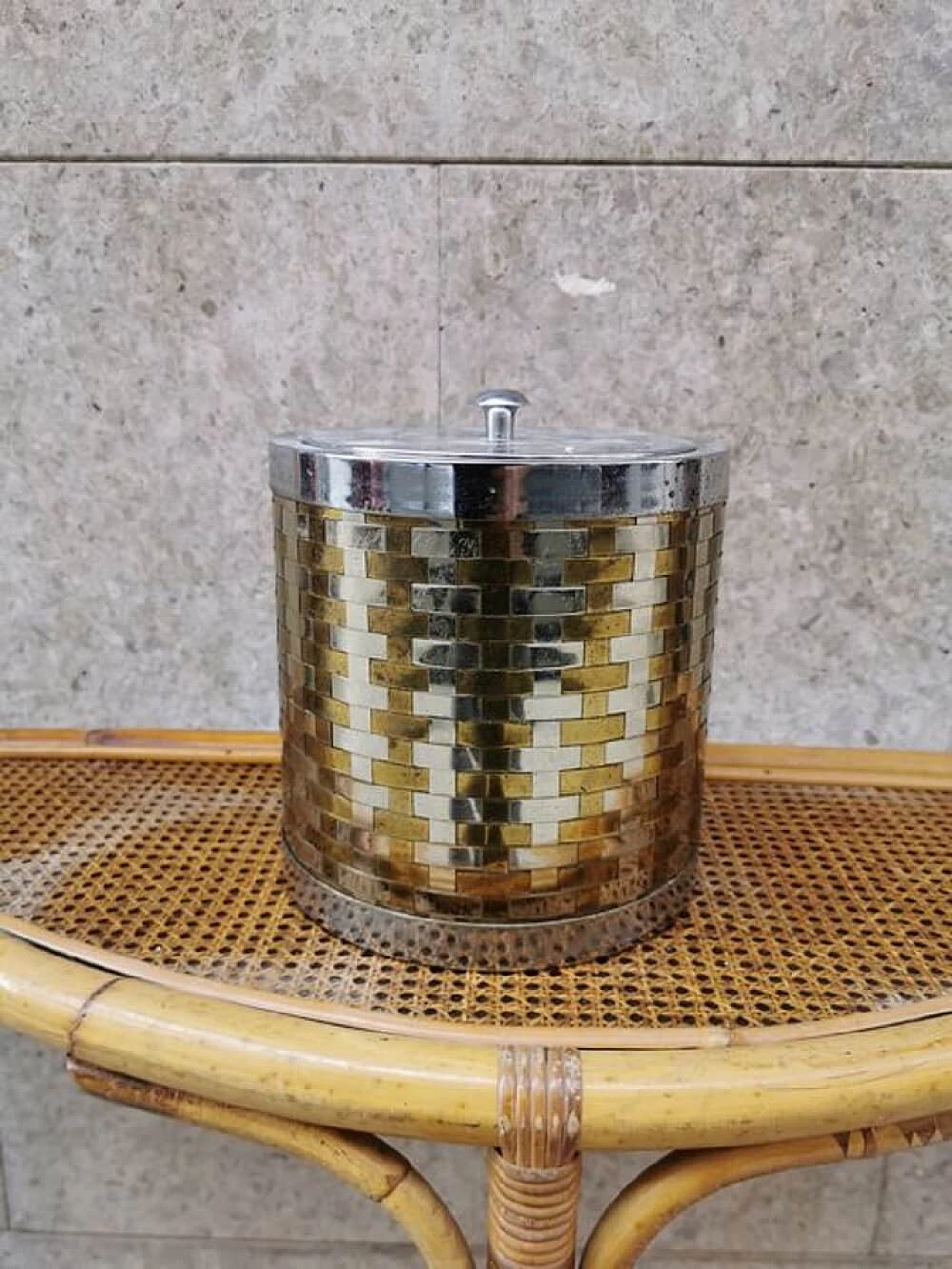 Icebox in steel and brass, attributed to Romeo Rega 1077428