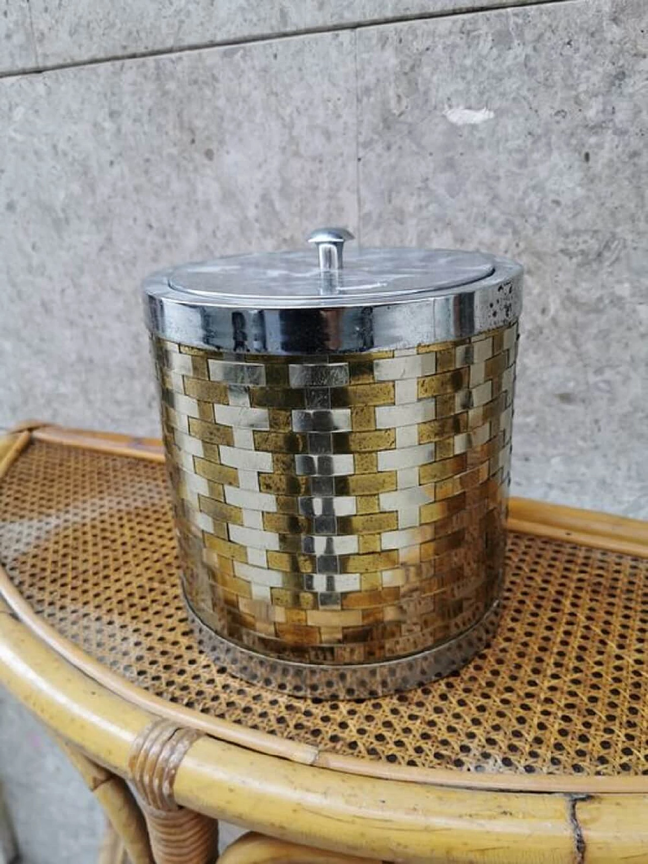 Icebox in steel and brass, attributed to Romeo Rega 1077430