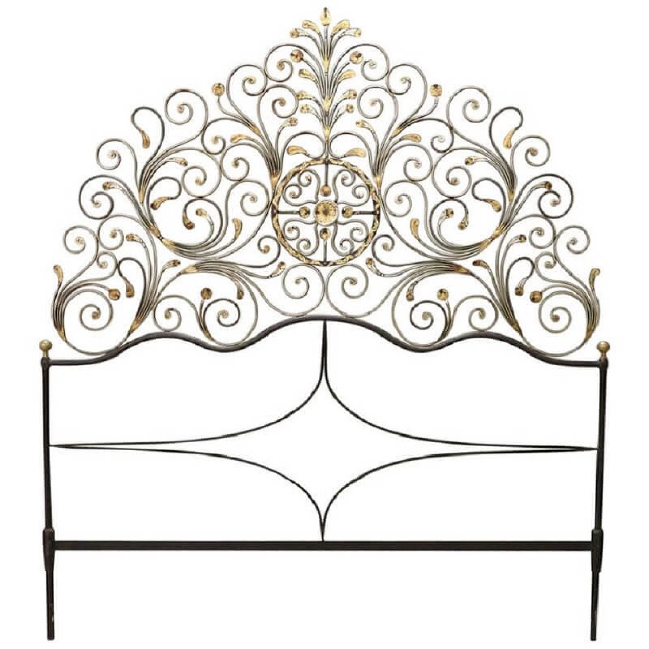 Headboard for Genoese peacock bed, in golden wrought iron 1077717