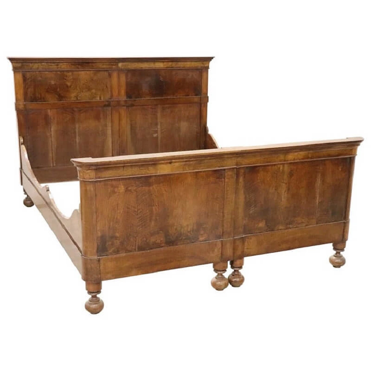 Letto matrimoniale antico in noce massello epoca Carlo X prima metà sec. XIX 1077731