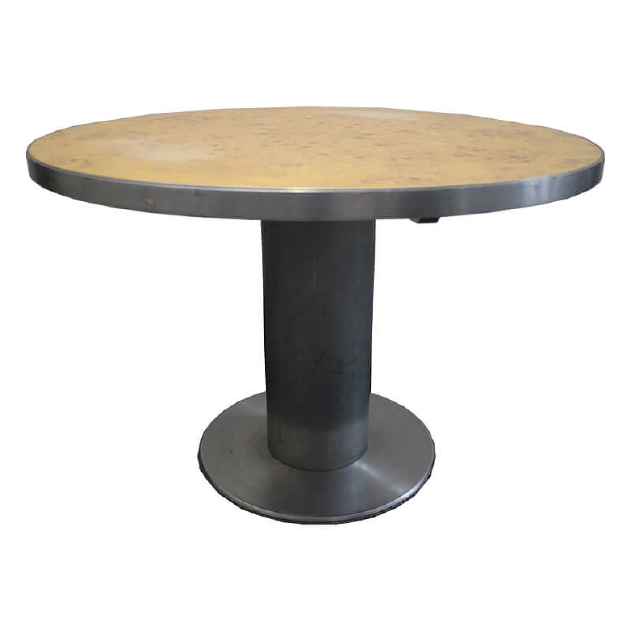 Steel dining table with tuja briar top, Willy Rizzo 1078162