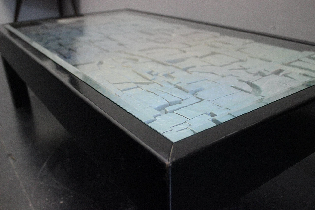 Tavolino da soggiorno Space age in legno e vetro, anni '70 1078257