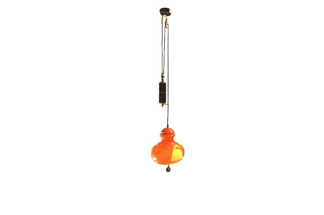Orange glass pendant lamp with ups and downs 1