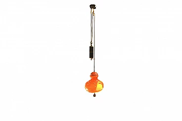 Orange glass pendant lamp with ups and downs