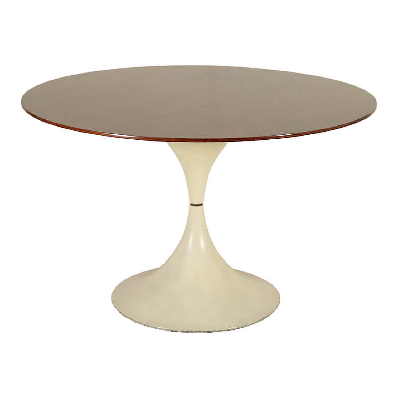 Metal round table with teak top, '60s 1078289
