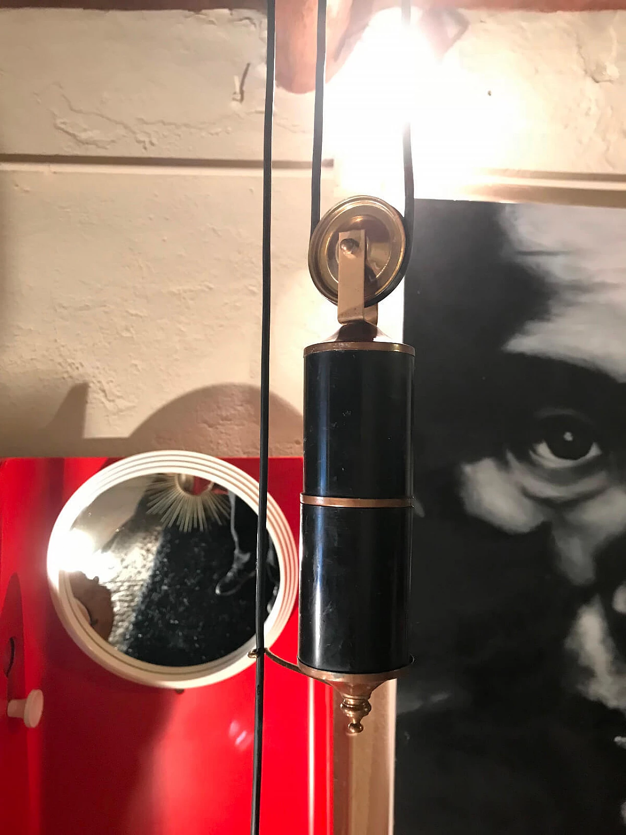 Lampada a sospensione in vetro arancione con saliscendi 4