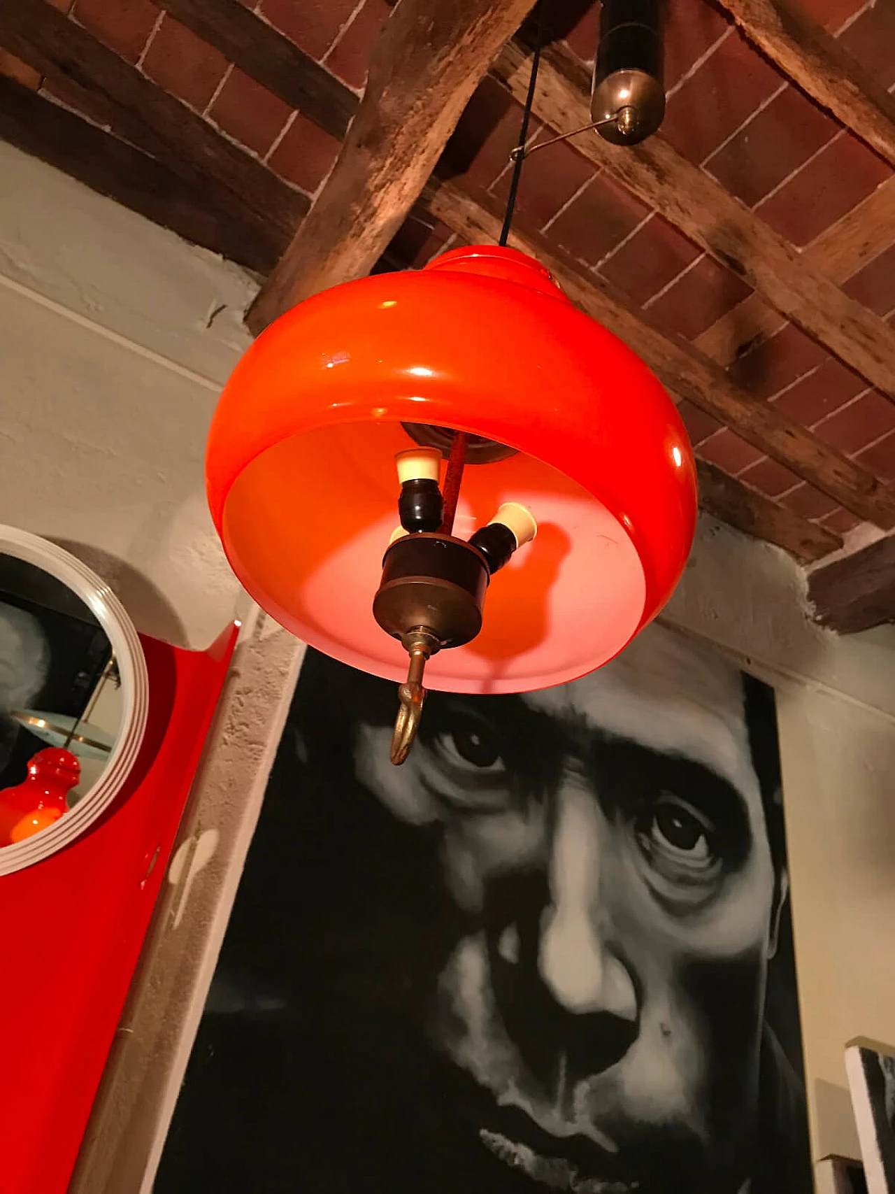 Orange glass pendant lamp with ups and downs 6