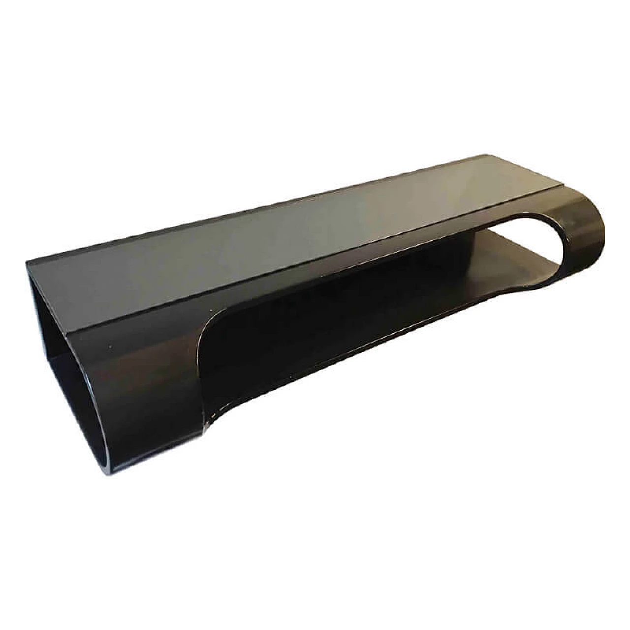 Consolle da muro, laccata marrone con specchio sul piano, Willy Rizzo, anni '70 1078496