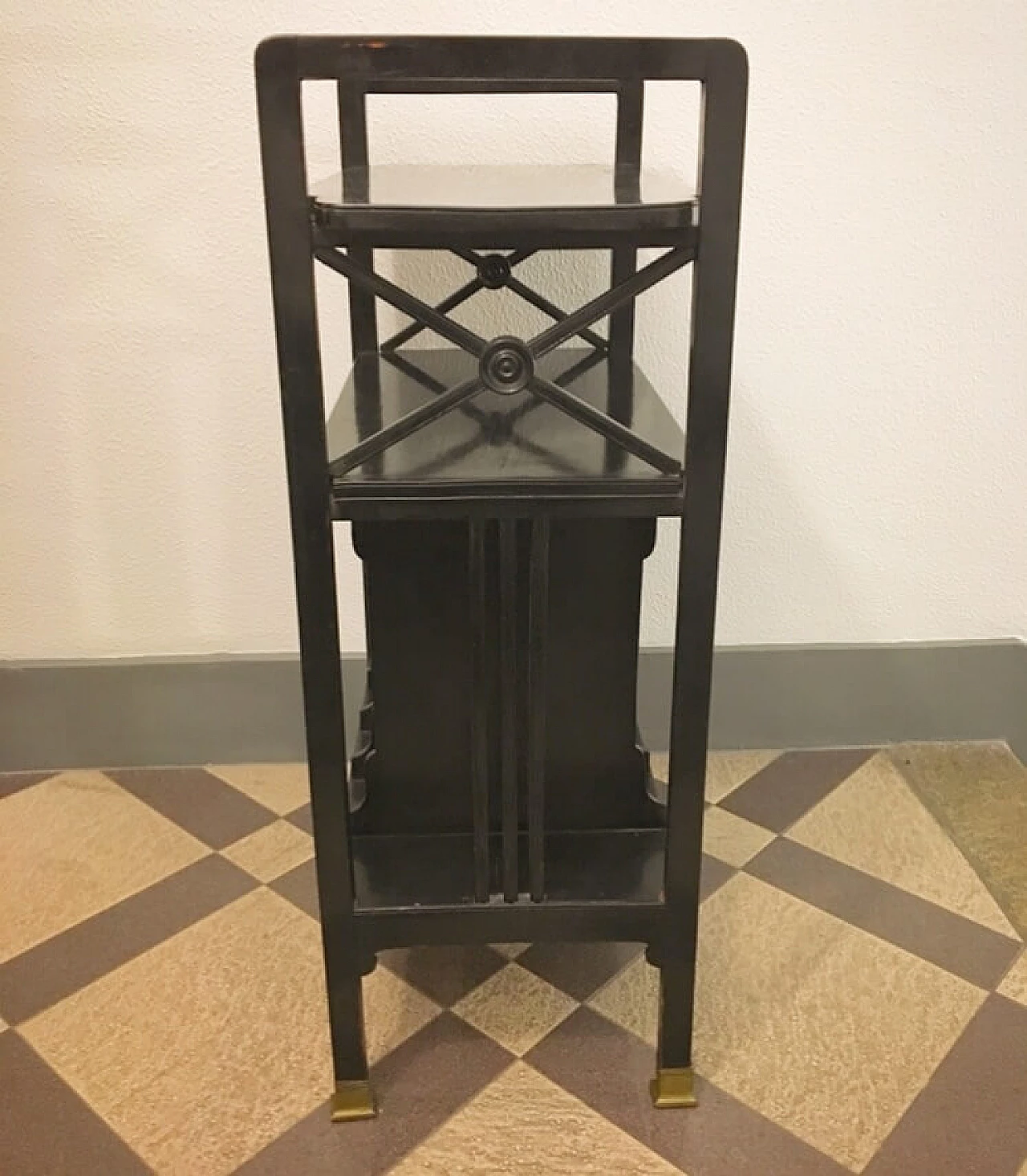 Art Deco black lacquered Etagere in wood, 30s 5