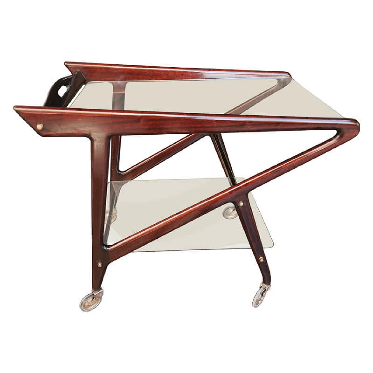 Trolley in rosewood and glass, Cesare Lacca for Cassina, 1950s 1078604