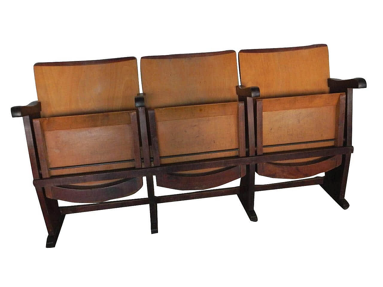 Cinema seat, three seats, wooden, 1950s 1078916