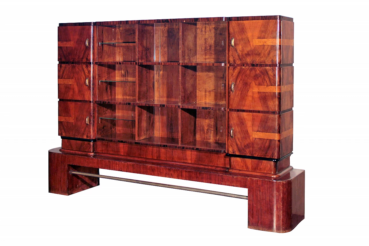 Art Deco walnut bookcase, '30s 1079245