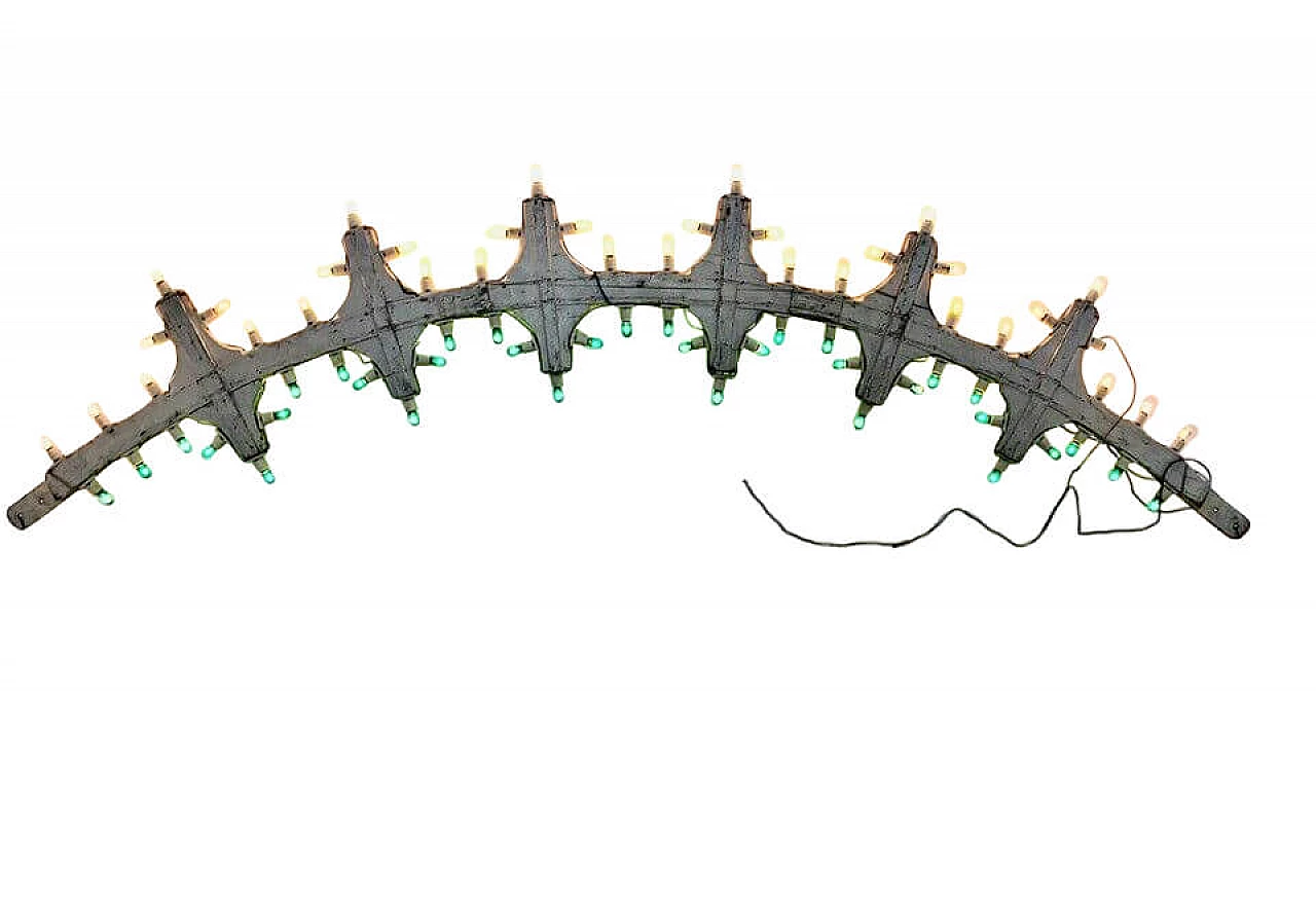 Coppia di luminarie ad arco, in legno, anni '50 1079417
