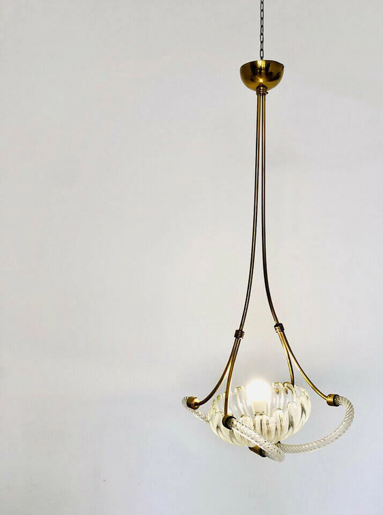 Barovier & Toso chandelier, glass and brass, 40's 1079466