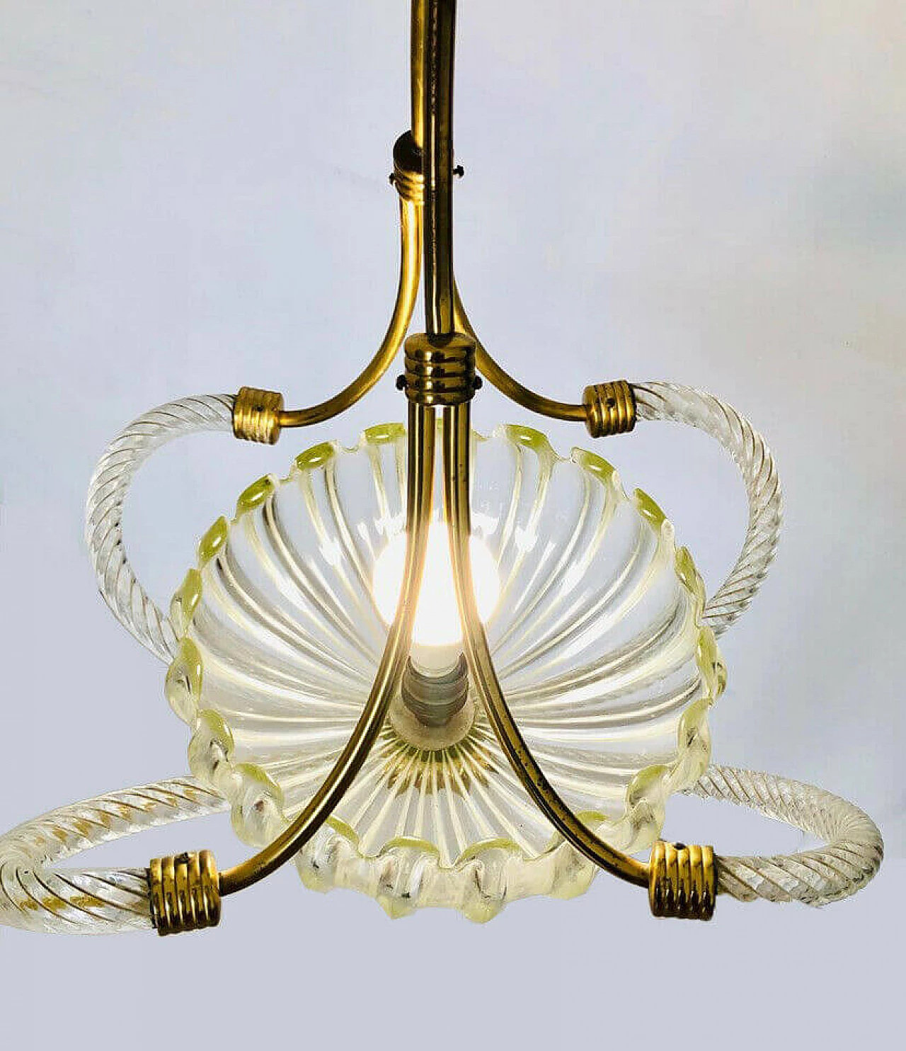 Barovier & Toso chandelier, glass and brass, 40's 1079467