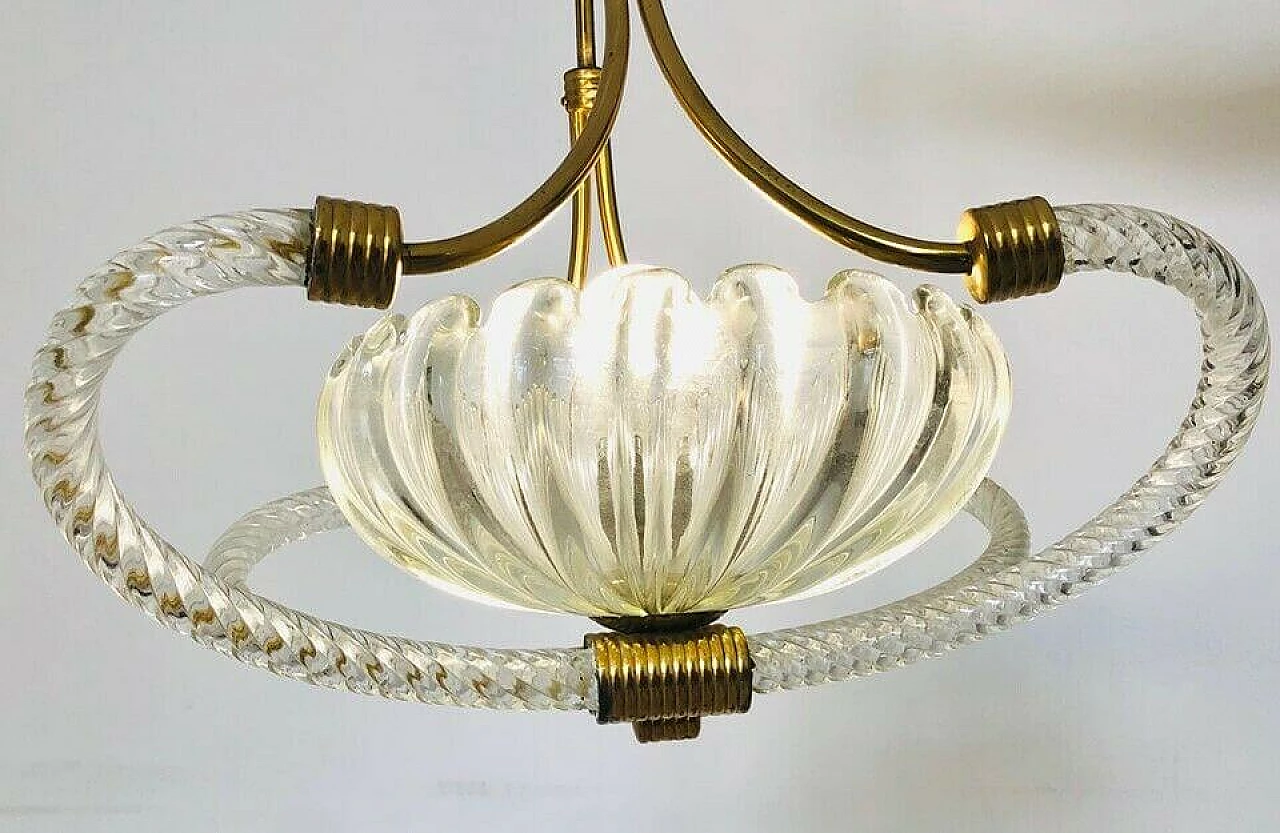 Barovier & Toso chandelier, glass and brass, 40's 1079468