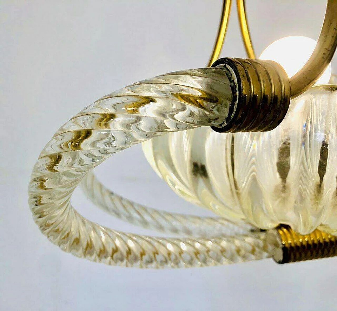 Barovier & Toso chandelier, glass and brass, 40's 1079469