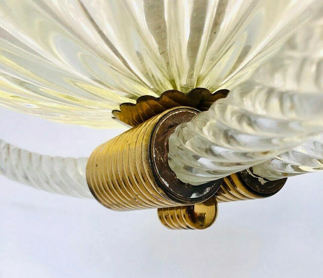 Barovier & Toso chandelier, glass and brass, 40's 1079475