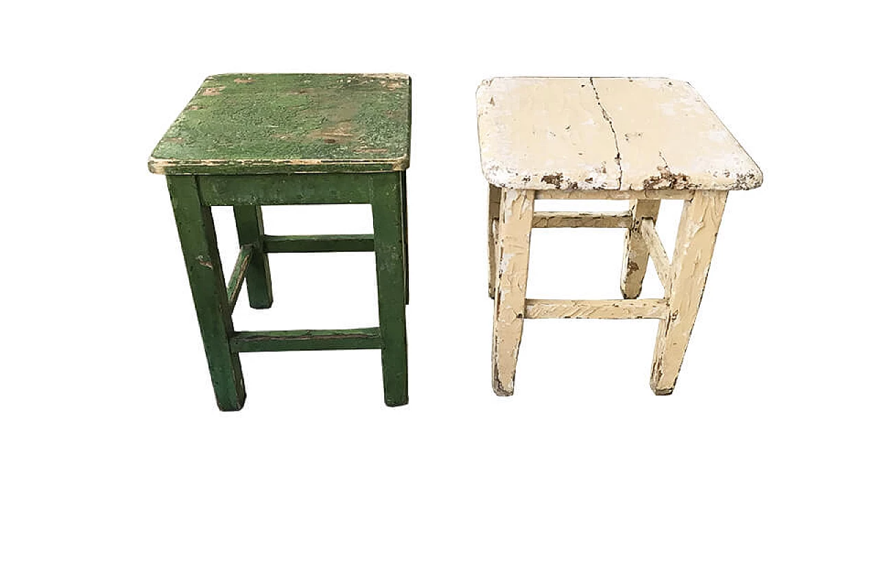 Pair of stools in varnished wood 1