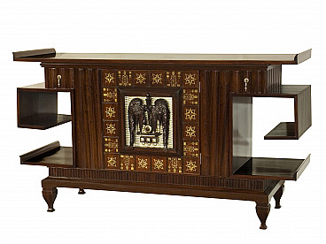 Art Deco style mahogany carved sideboard, 1930s