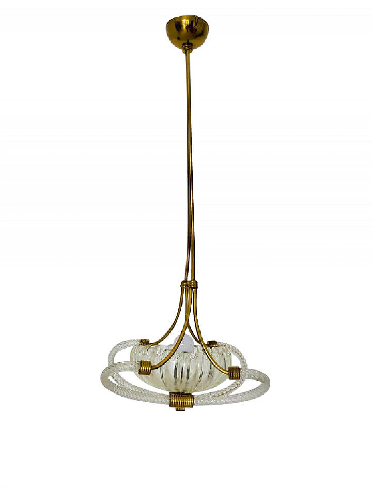 Barovier & Toso chandelier, glass and brass, 40's 1079598
