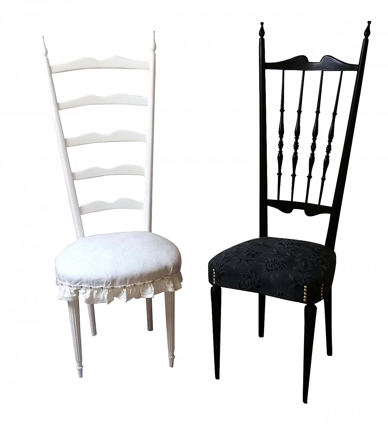 Pair of Chiavarine armchairs, one white and one black 1079607