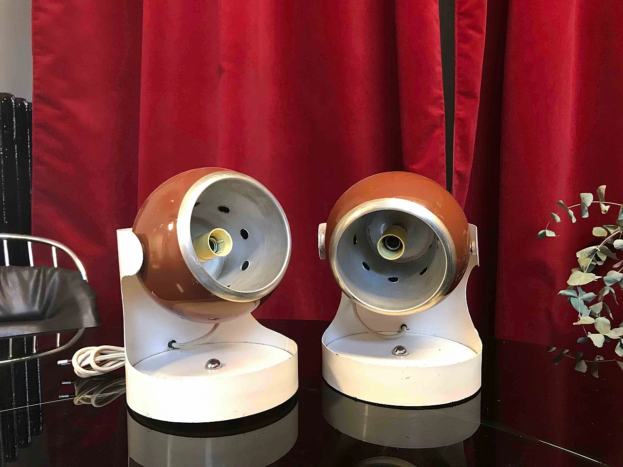 Pair of table lamps, brown, '60s 1079714