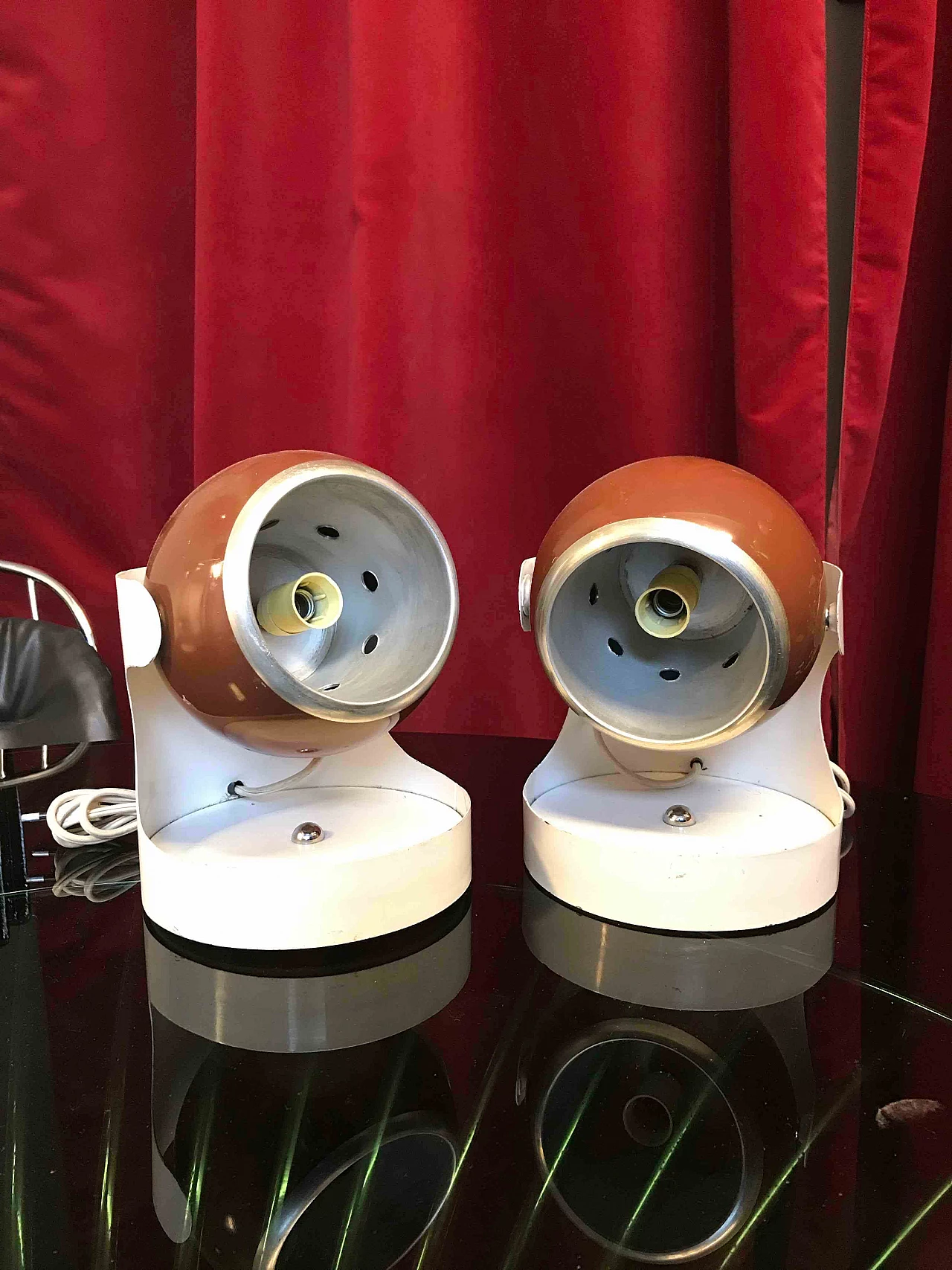 Pair of table lamps, brown, '60s 1079715