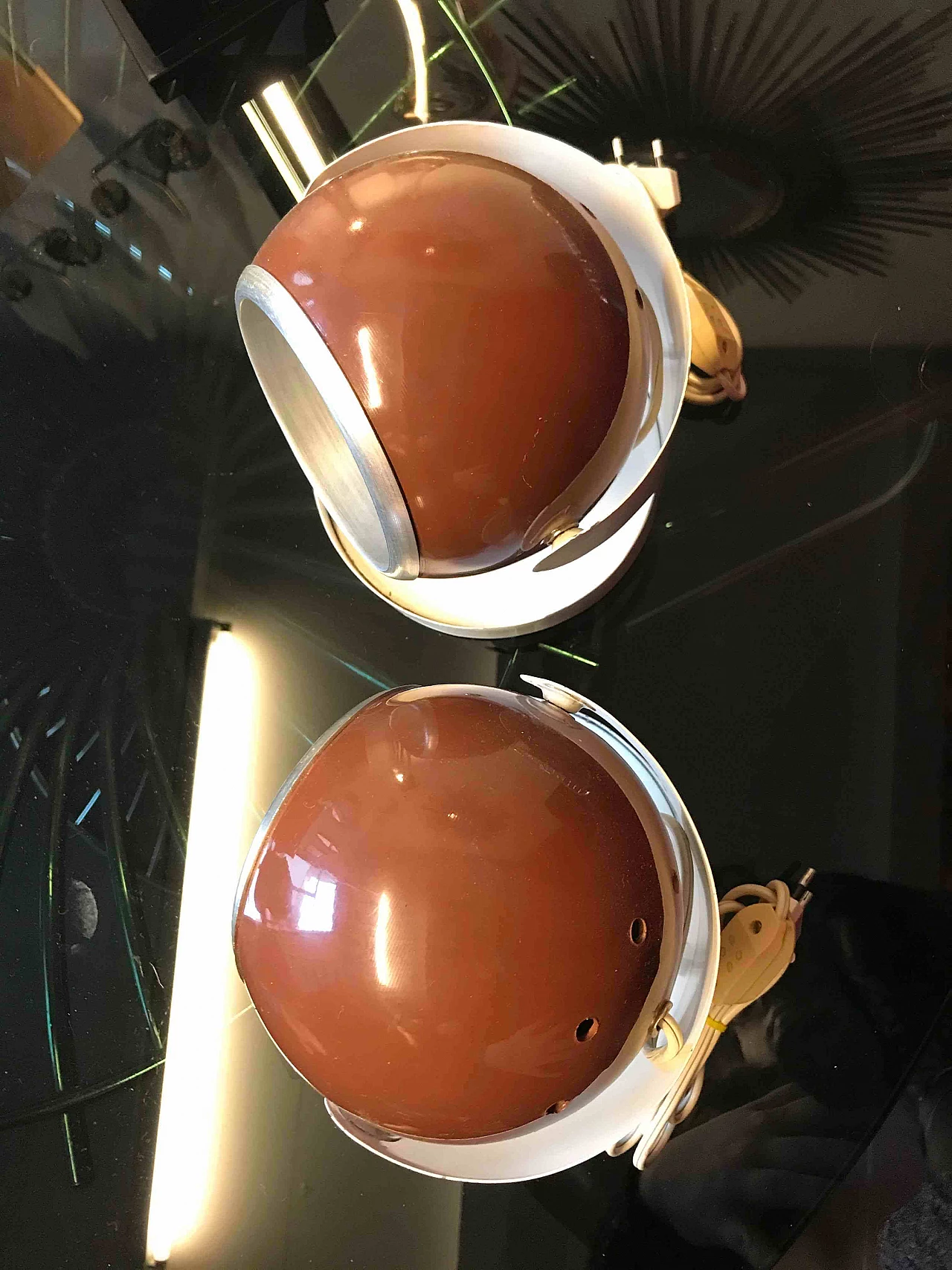 Pair of table lamps, brown, '60s 1079719