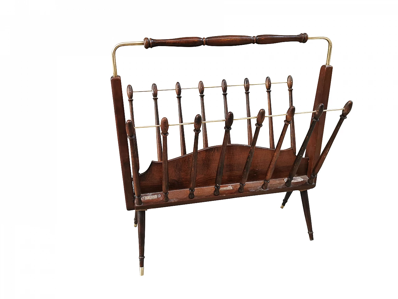 Magazine rack in rosewood and brass, Cesare Lacca, 1950s 1079860