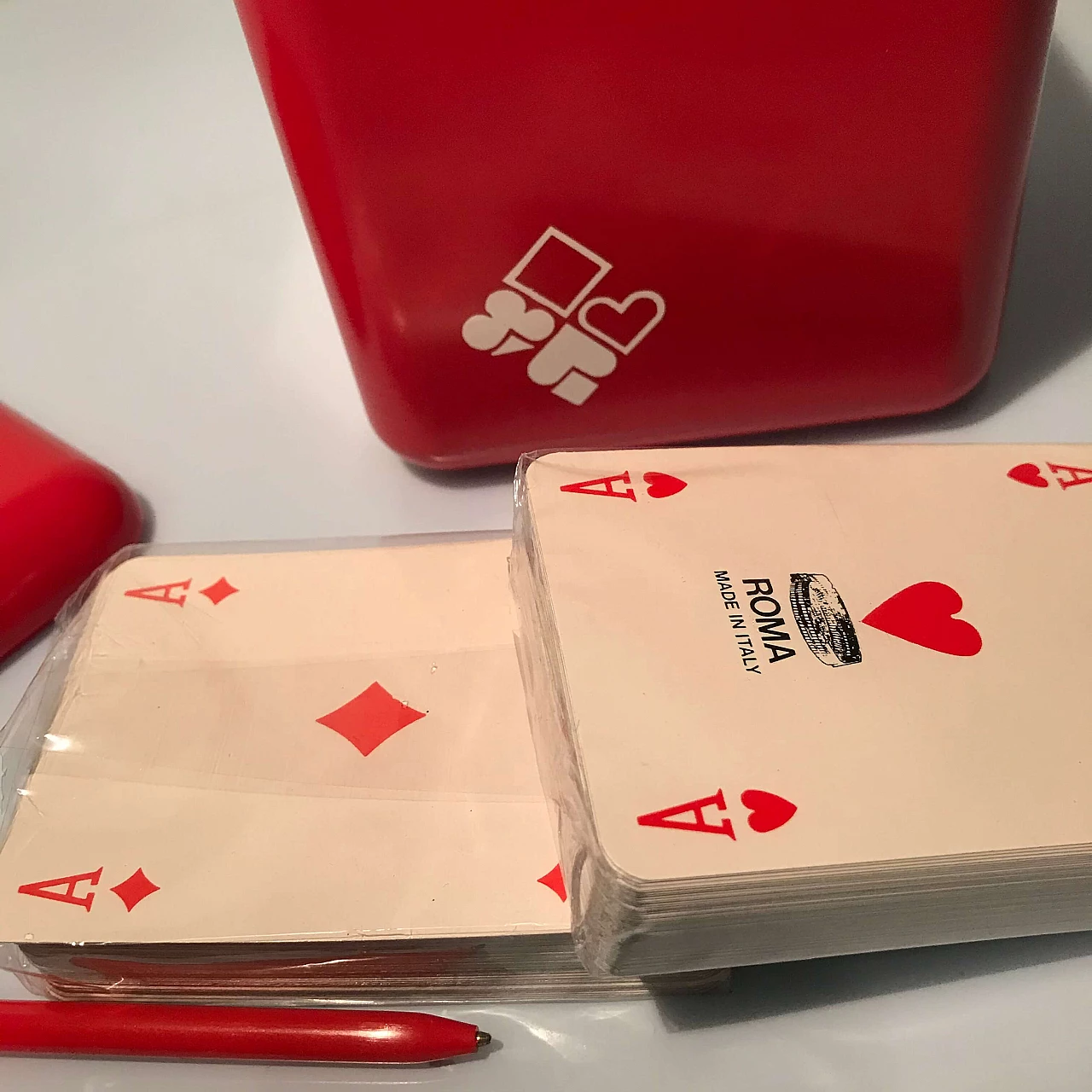 Set da poker con scatola originale rossa, anni '70 1079980