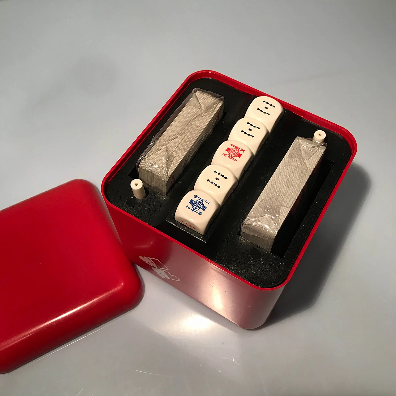 Set da poker con scatola originale rossa, anni '70 1079981