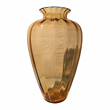 Vaso color ambra, in vetro di Murano, anni '70