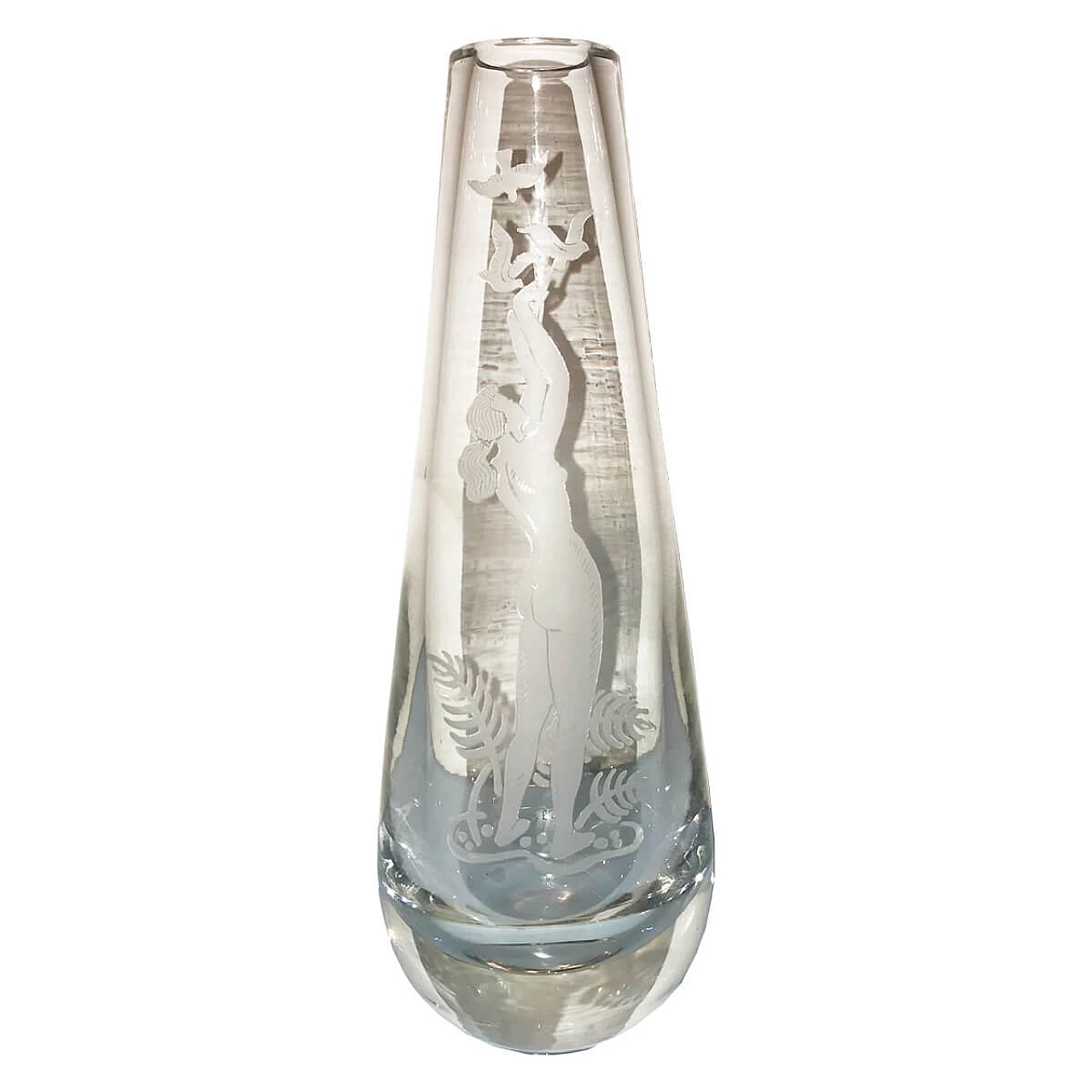 Vaso con figura di donna incisa, anni '50 1080035