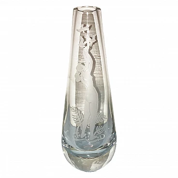 Vaso con figura di donna incisa, anni '50