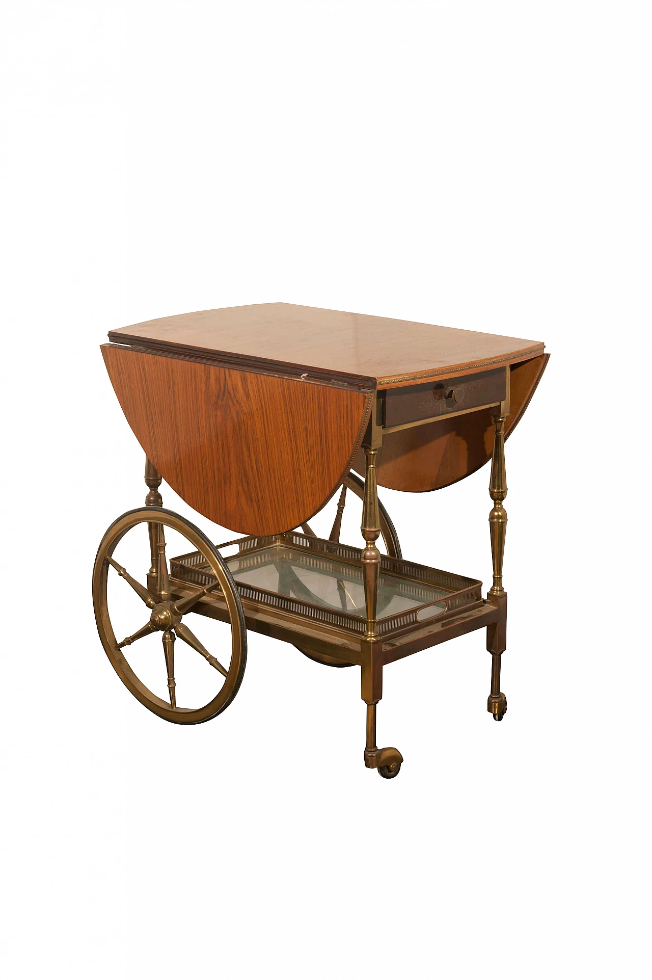 Brass and walnut cart bar, '60s 1080182