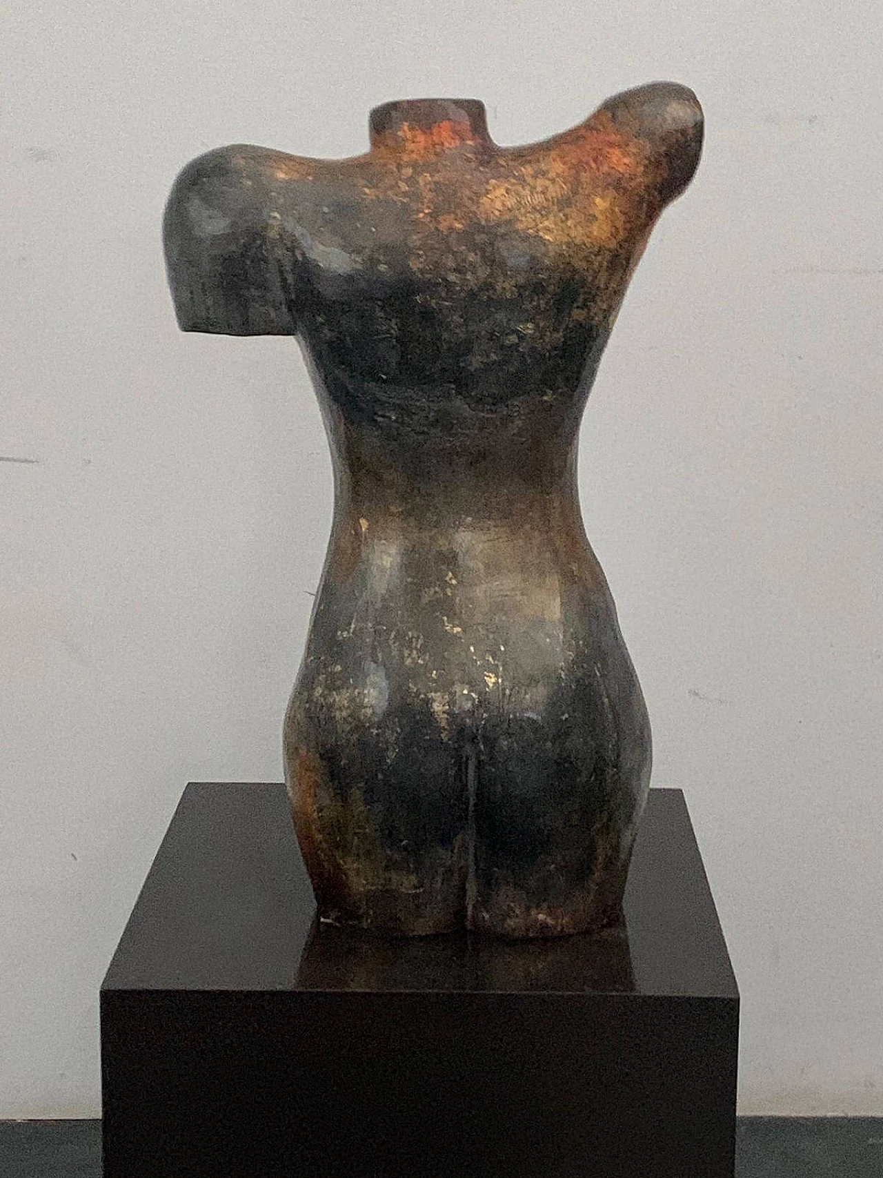 Woman bust in resin patinated with metallic chrome, '90s 1080424