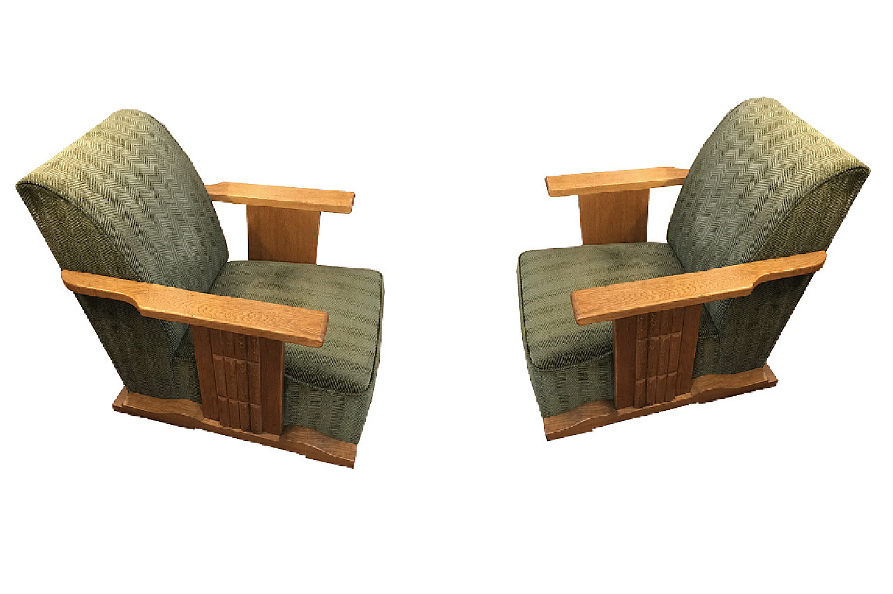 Pair of green Dèco velvet armchairs 1044122