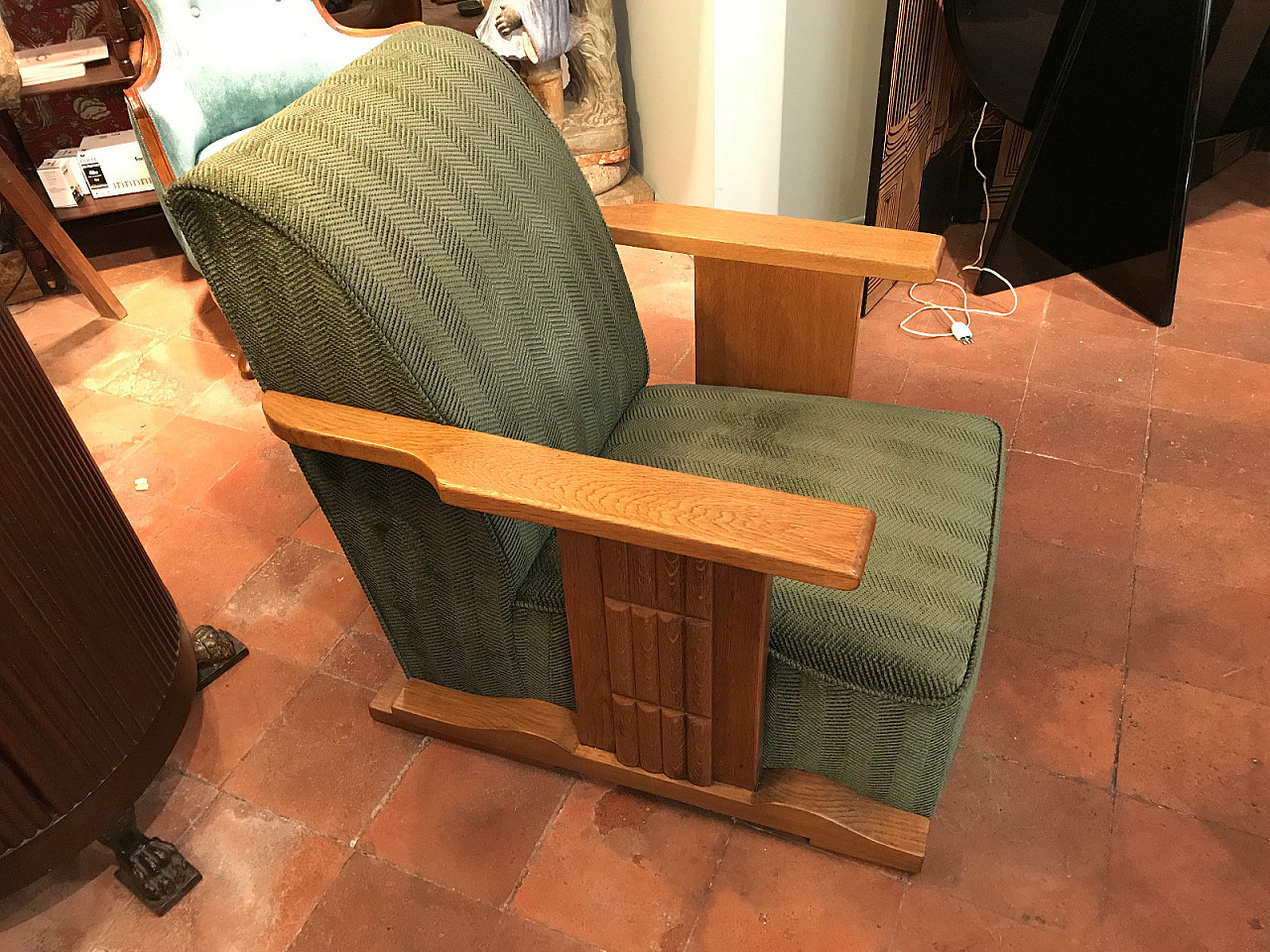 Pair of green Dèco velvet armchairs 1044123