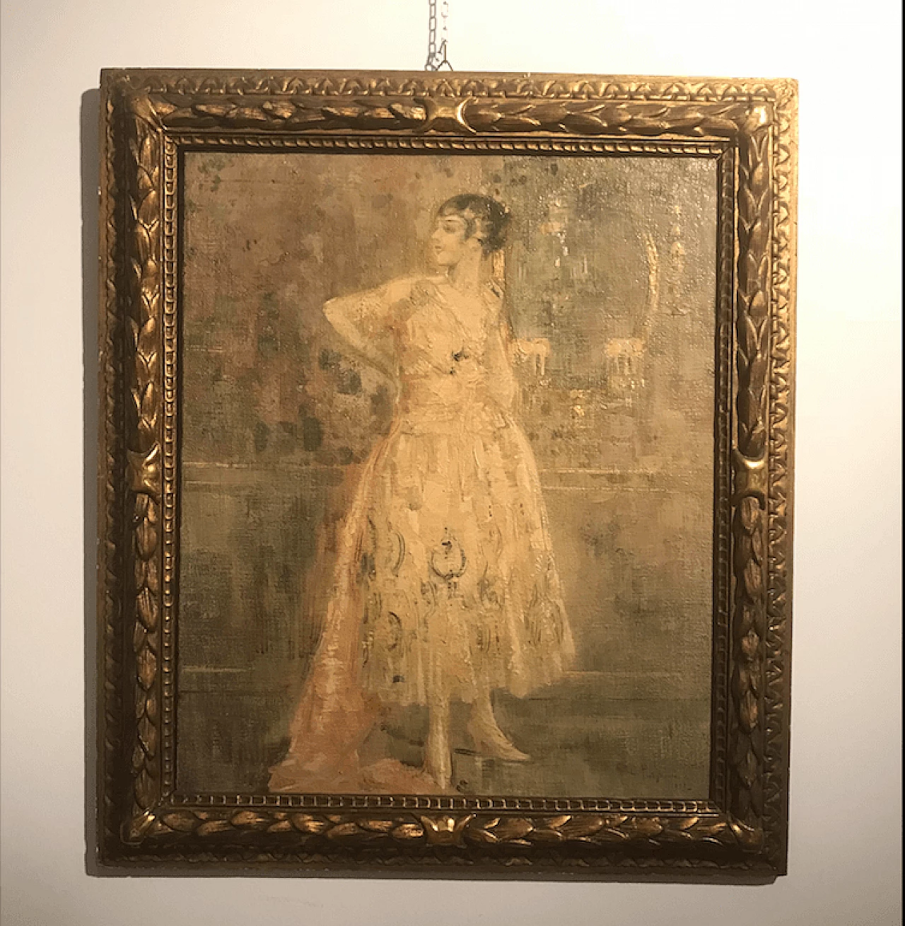 Olio su tela con soggetto femminile di Luca Postiglione 1917 1044122