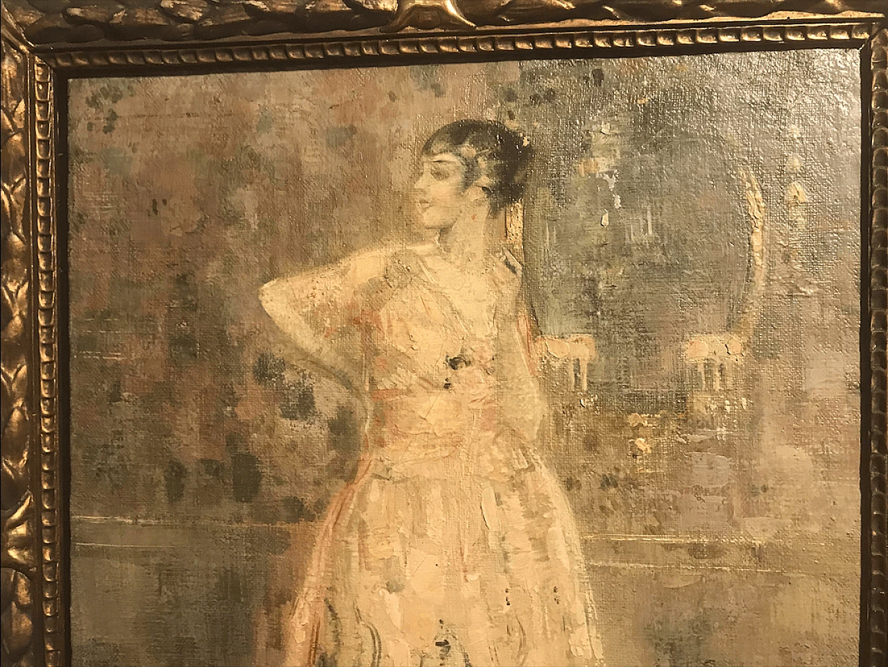 Oil on canvas with female subject by Luca Postiglione 1917 1044123