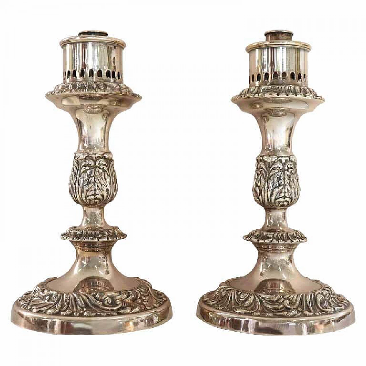 Pair of candleholder, silver plated 1080651
